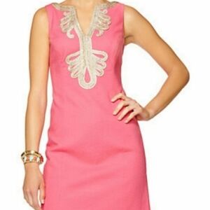 Lilly Pulitzer Pink Mini Dress with Gold Detailing